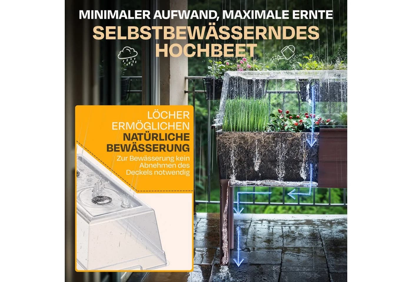 ONDIS24 Hochbeet Victoria Braun mit Deckel & Gewächshaus-Funktion - Bild 3