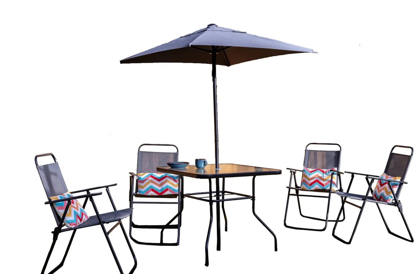 ONDIS24 6-tlg. Gartenmöbel-Set mit Tisch, Klappstühlen & Sonnenschirm - Bild 2
