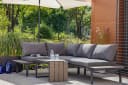 ONDIS24 Gartenlounge-Set Ecksitzgarnitur 3-tlg. inkl. Auflagen, Tisch mit Polywoodplatte, Holzoptik Bild 1