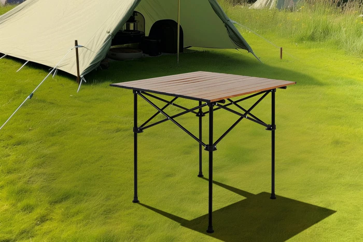 ONDIS24 Campingtisch Klapptisch Braun Aluminium