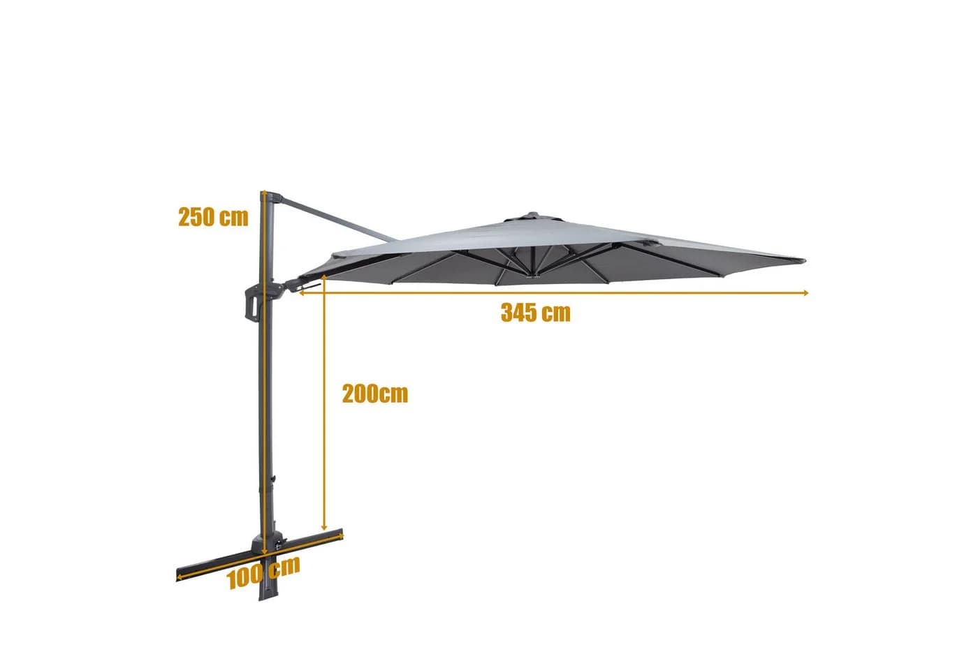 ONDIS24 Ampelschirm Deluxe Sonnenschirm Roma Rot 345 cm mit 360° Rotation