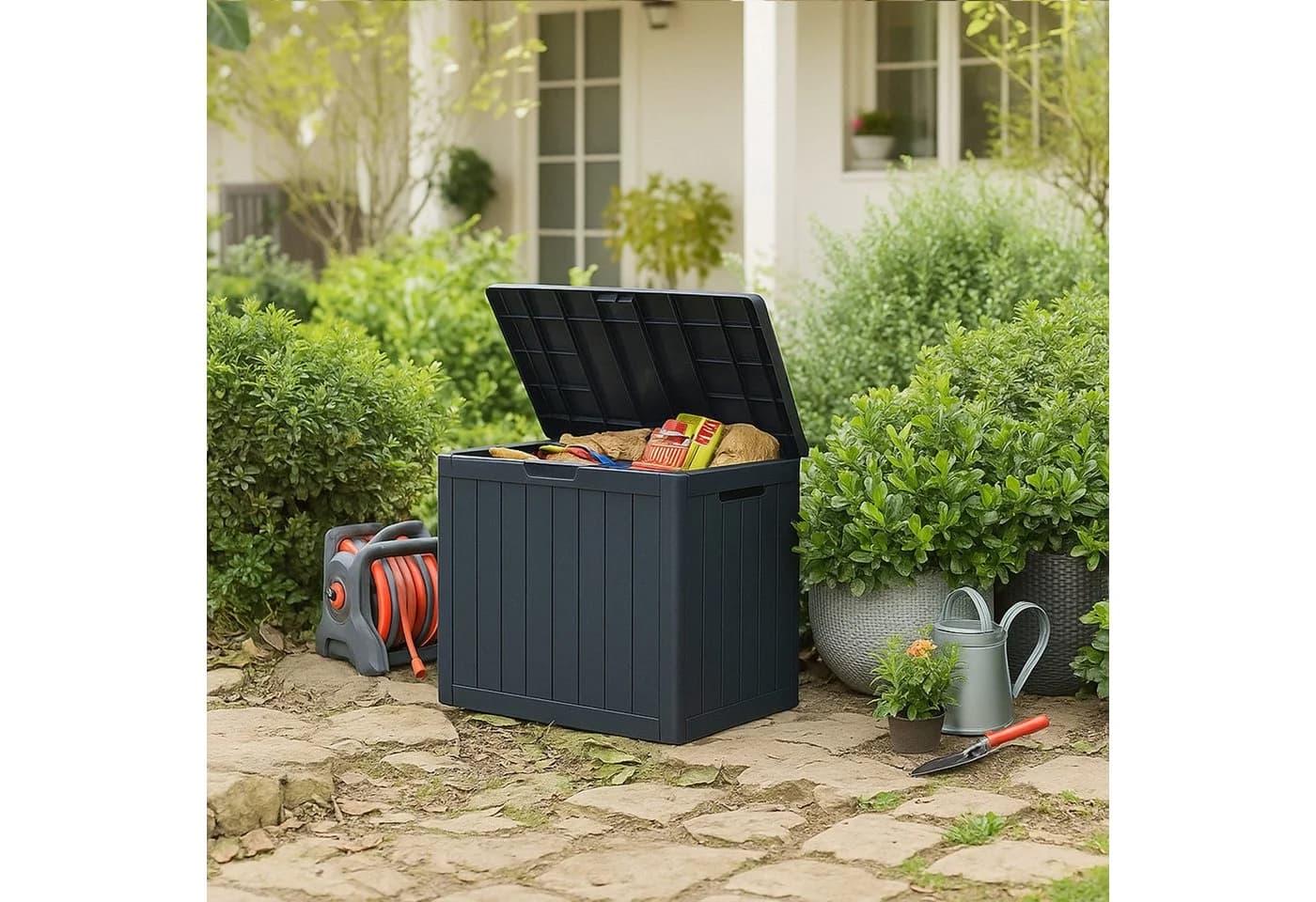 ONDIS24 Gartenbox City Cube 110L Grau Kunststoff Holzoptik - Bild 5