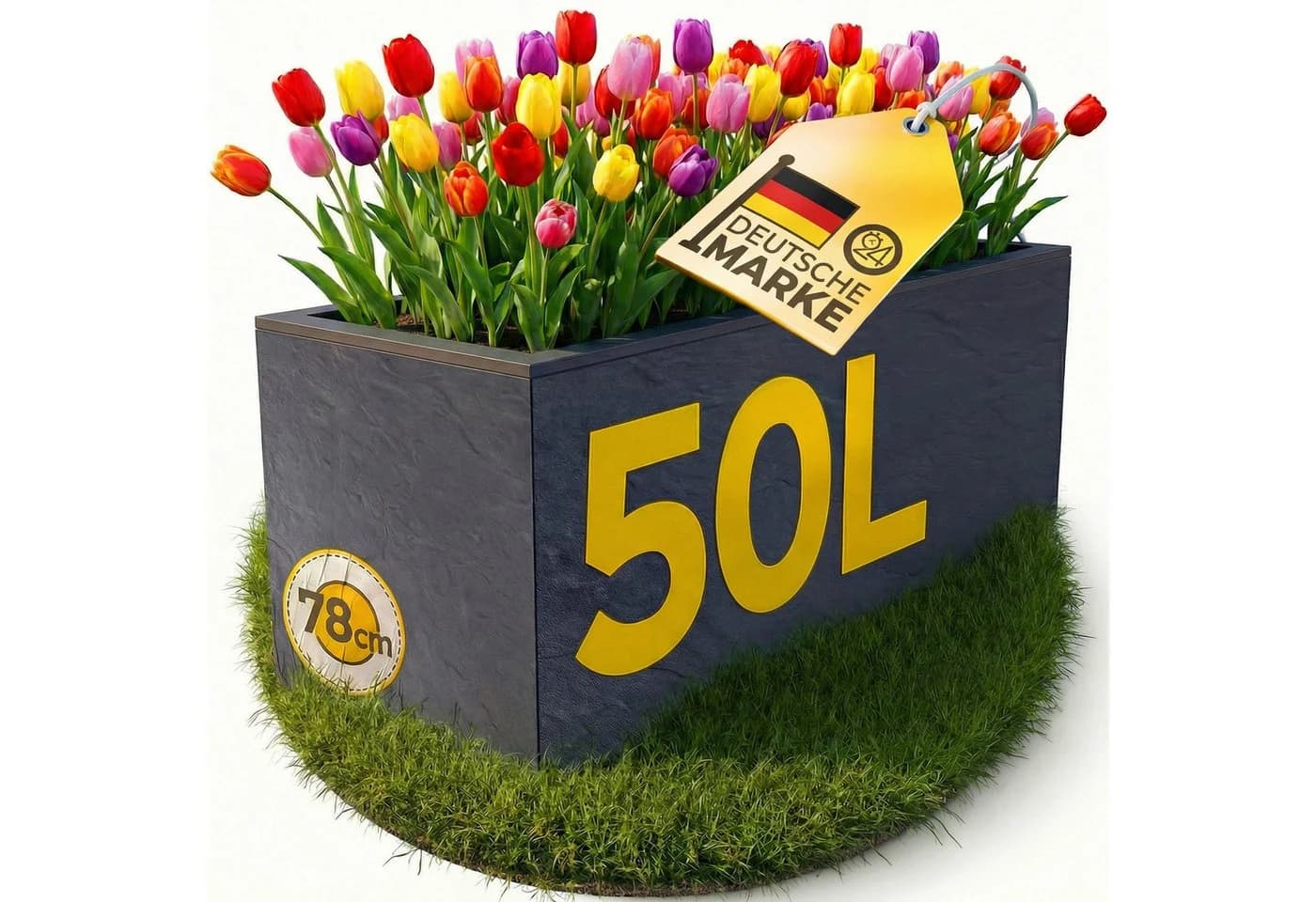 ONDIS24 Pflanzkübel Vulkano 50L Blumenkasten Anthrazit mit Wasserspeicher - Bild 2