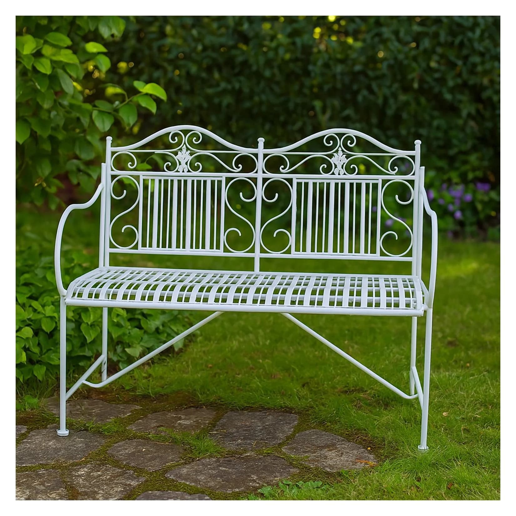 HTI-Living Gartenbank Celia Creme Metallbank Nostalgisch
