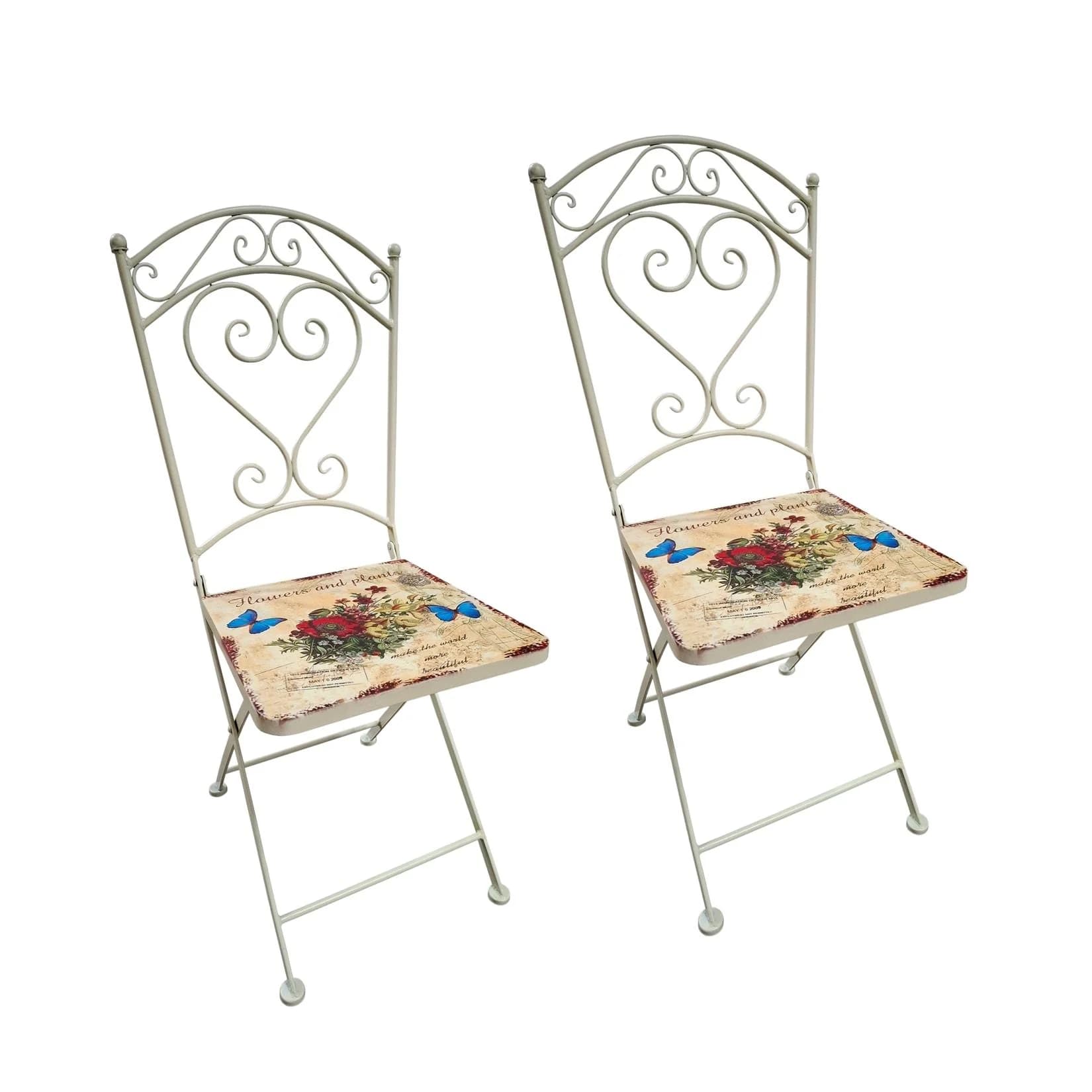 HTI-Line Metallstuhl 2er Set Flowers and Plants Vintage