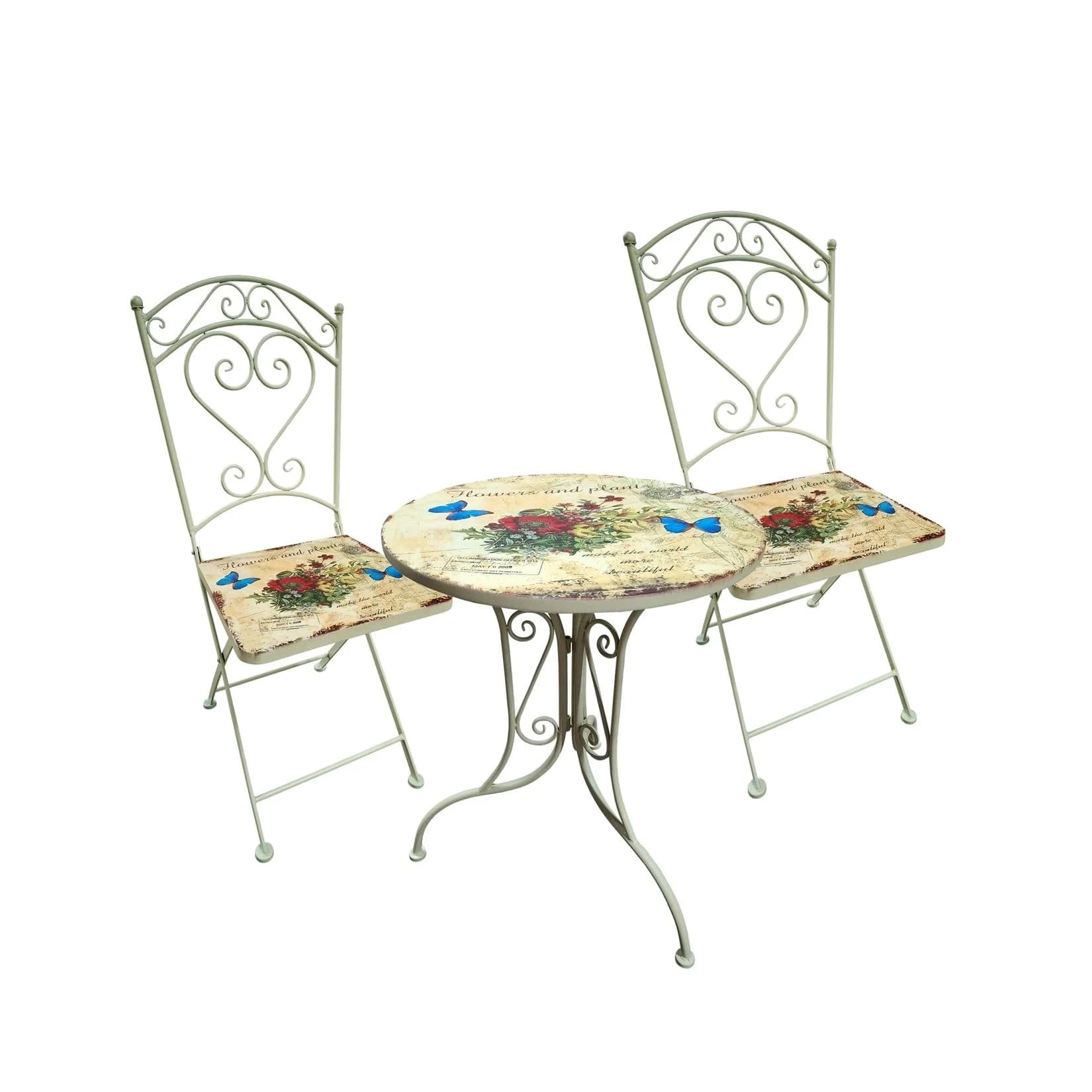HTI-Line Metalltisch mit Stühlen Flowers and Plants Vintage