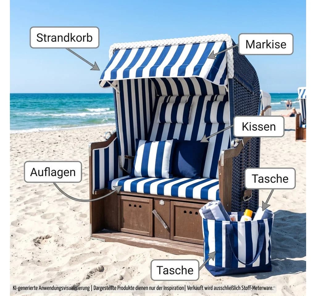 novely® Oxford SUNRISE 420D Stoff Weiß-Blau Wasserdicht UV-beständig - Bild 3