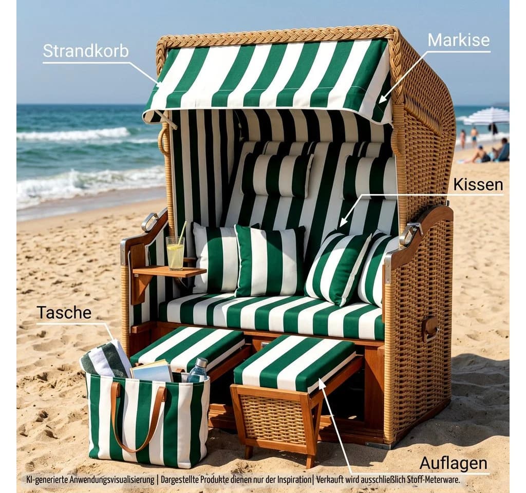 novely® Oxford SUNRISE 420D Stoff Weiß-Dunkelgrün Wasserdicht UV-beständig - Bild 3