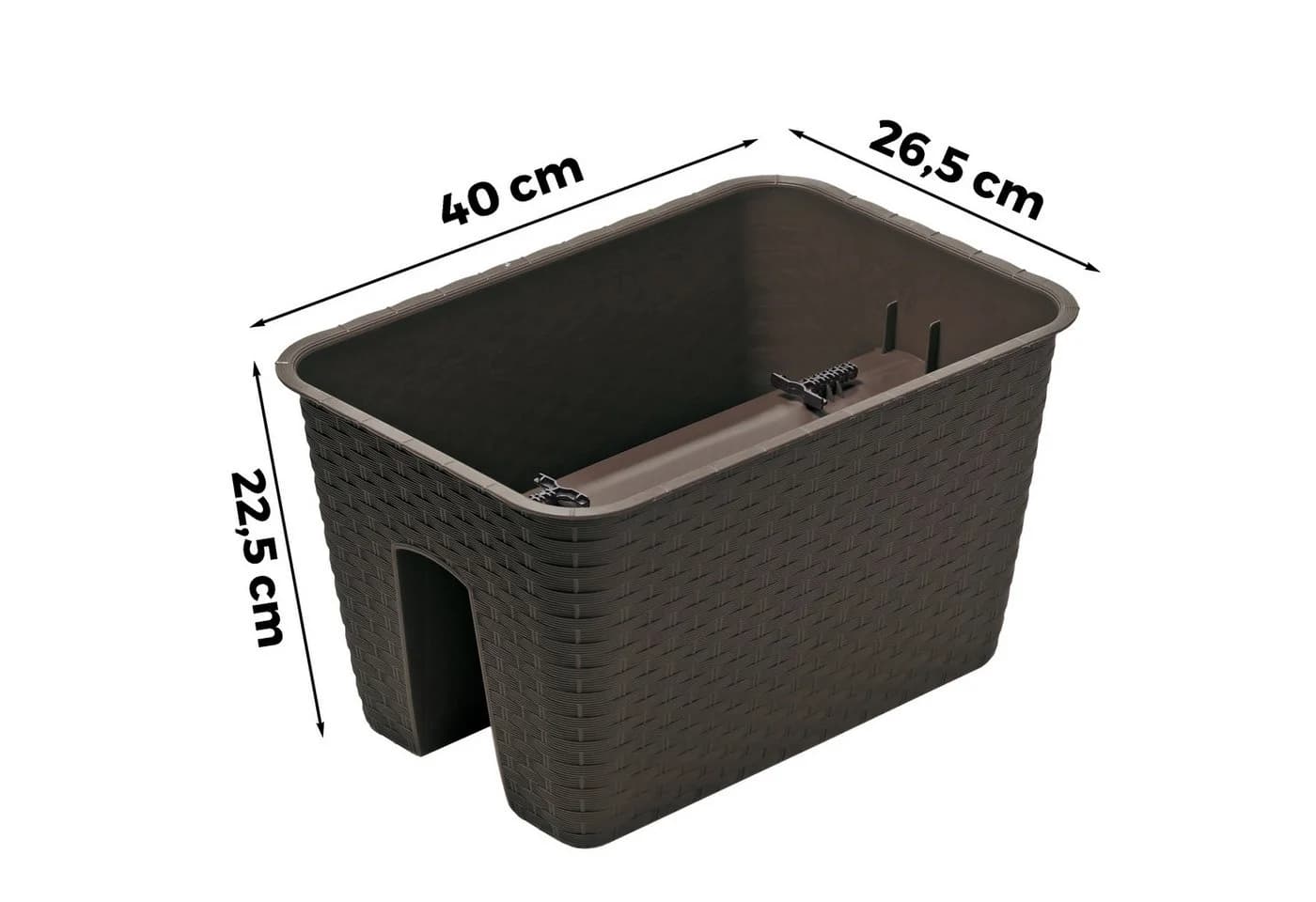 Annastore Blumenkasten Geländerkasten Rattan-Optik Dunkelbraun