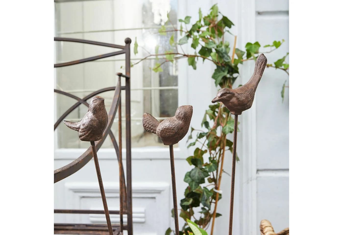 Mirabeau Gartenstecker 3er Set Vögel antikbraun Gusseisen - Bild 4