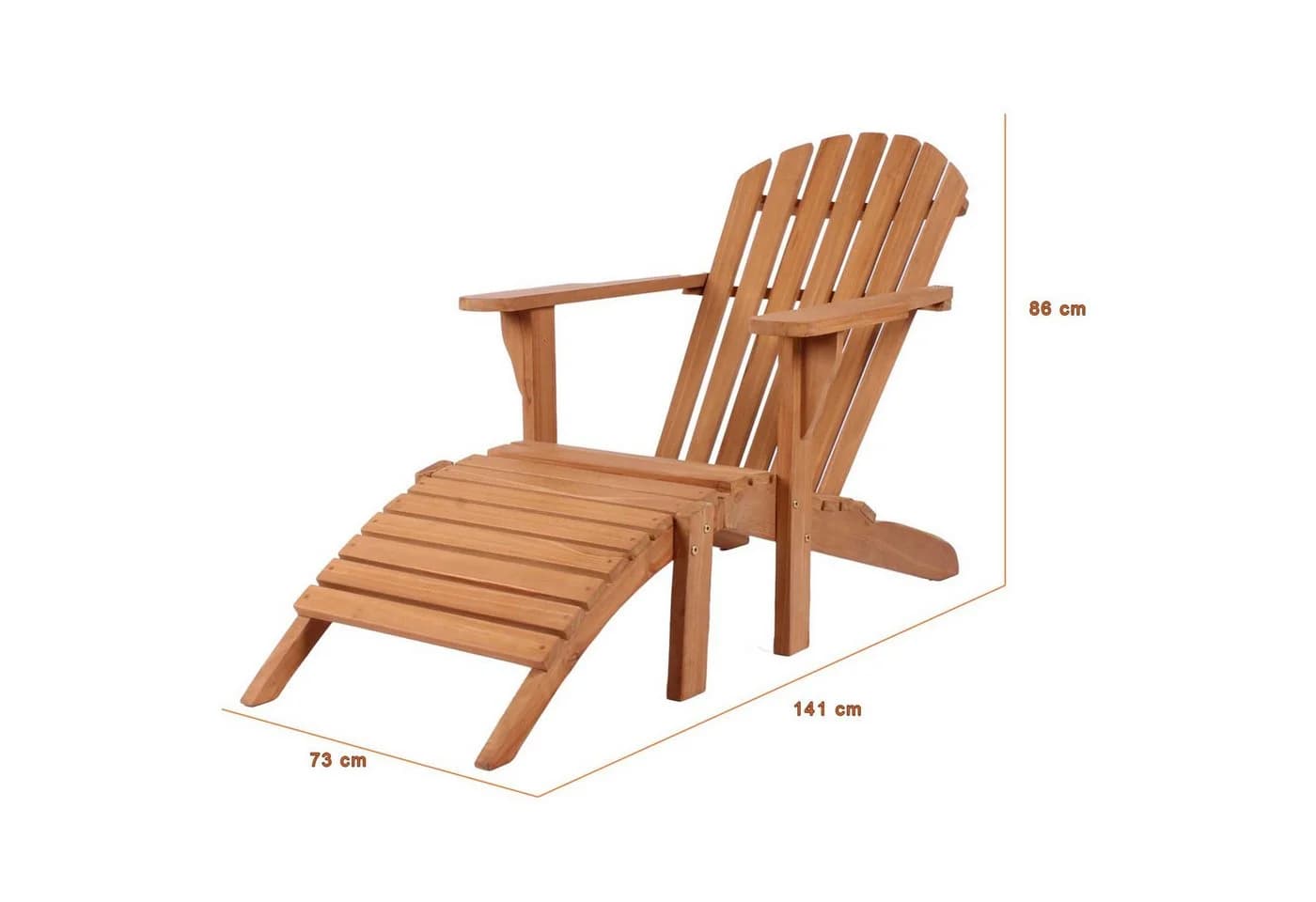 MR.DEKO Gartenliege Adirondack Montreal Teak mit Fußteil - Bild 5