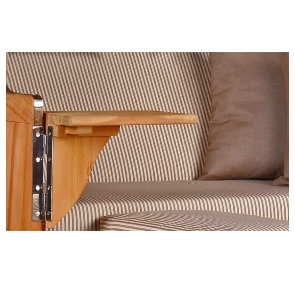 MR.DEKO Strandkorb Düne Bullauge 2-Sitzer Teak PE Geflecht Beige/Braun - Bild 4