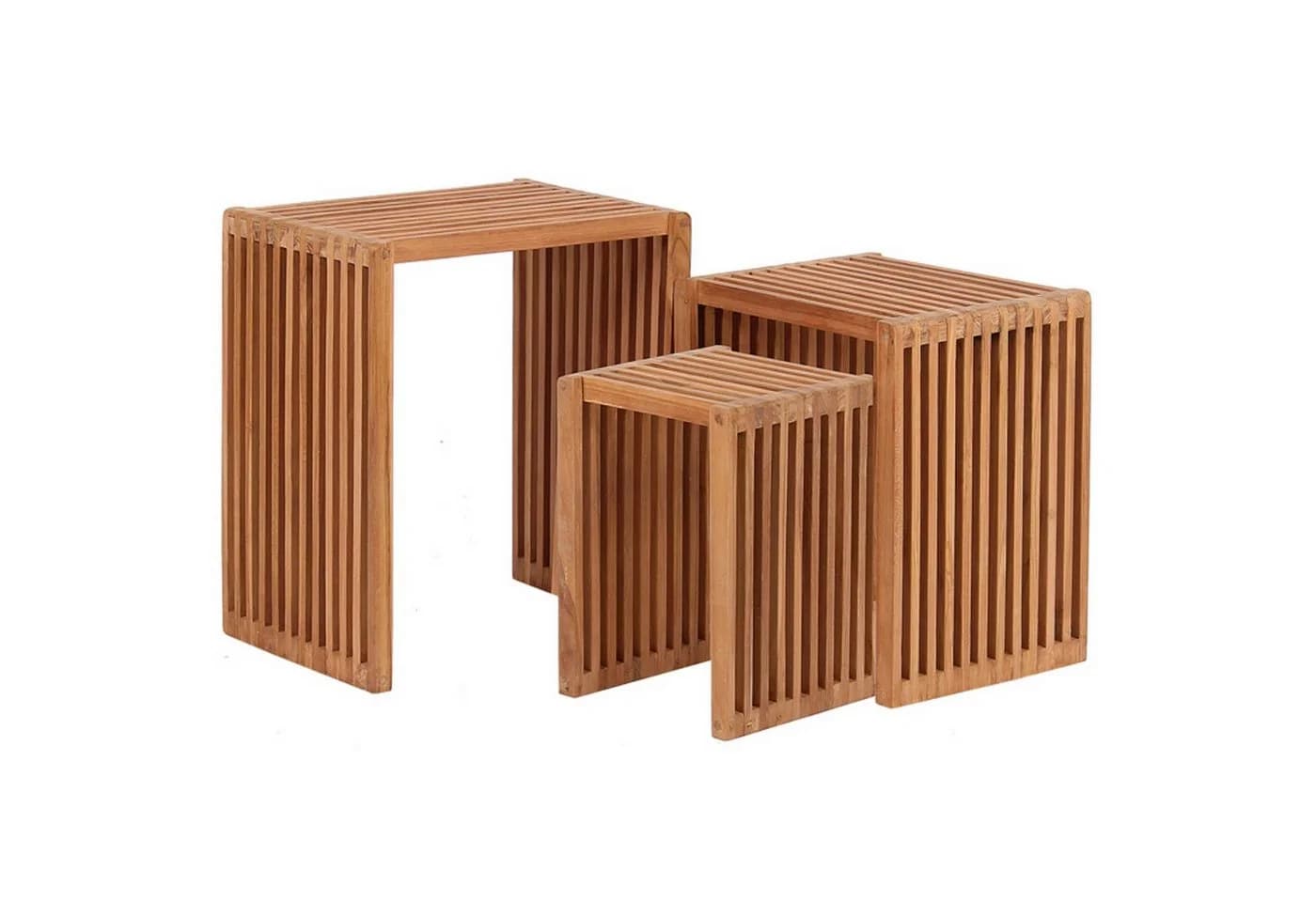 MR.DEKO Gartenliege Montreal Teak 2 Liegen & 3er Beistelltisch Set - Bild 3