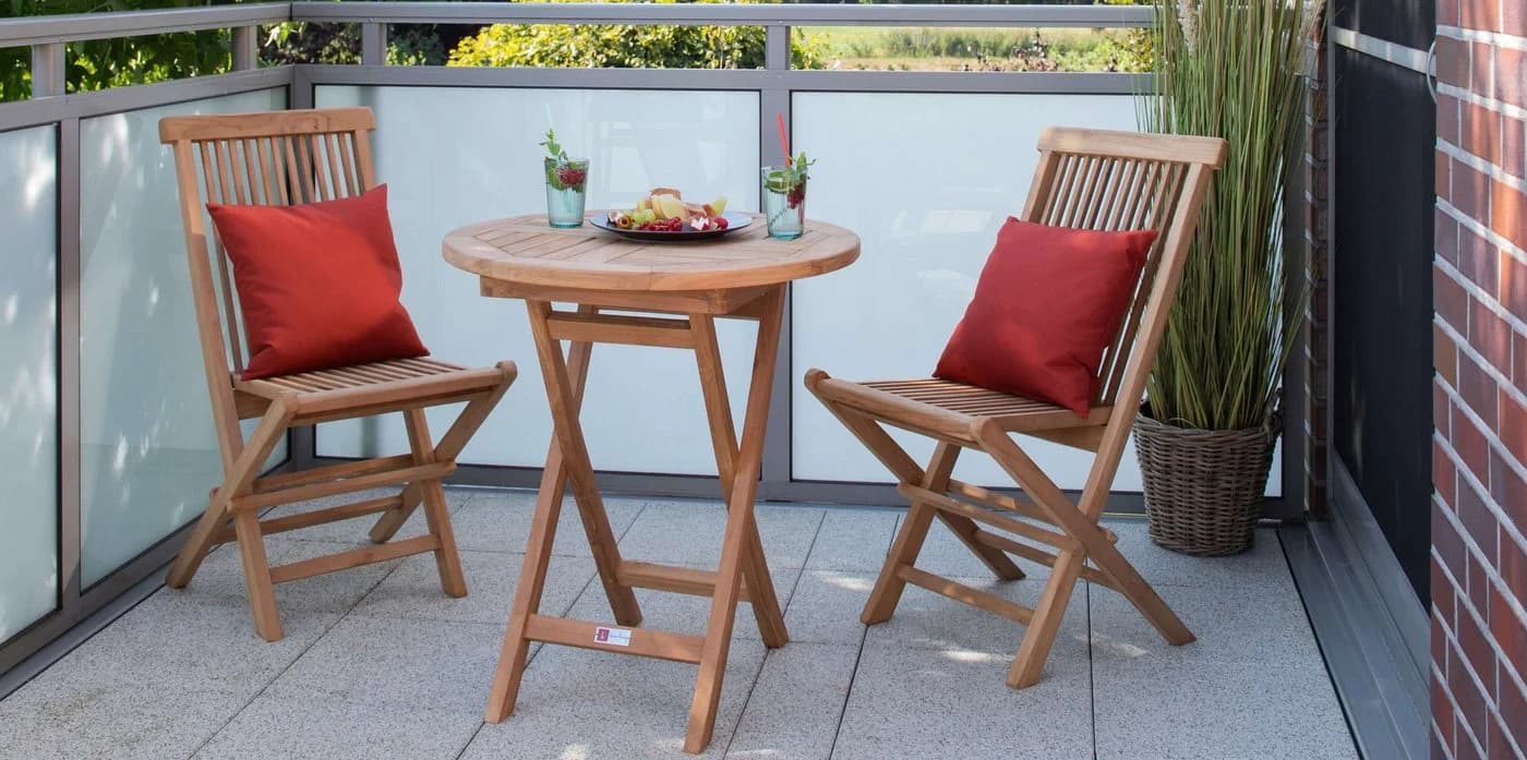 MR.DEKO Gartentisch Sutton Teak rund klappbar Ø70 cm - Bild 5