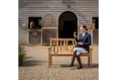 MR.DEKO Gartenbank Teak Hufeisen 120 cm Massive Sitzbank Bild 1