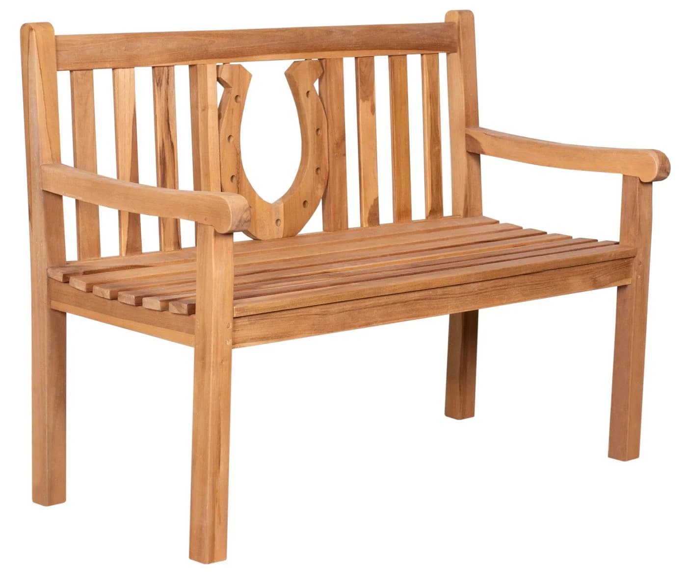 MR.DEKO Gartenbank Teak Hufeisen 120 cm Massive Sitzbank - Bild 2