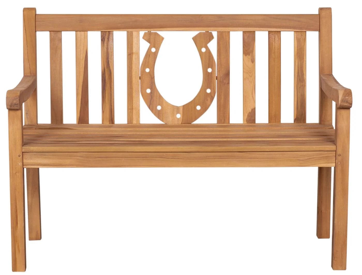 MR.DEKO Gartenbank Teak Hufeisen 120 cm Massive Sitzbank - Bild 3