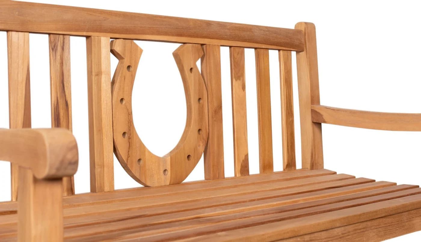 MR.DEKO Gartenbank Teak Hufeisen 120 cm Massive Sitzbank - Bild 5