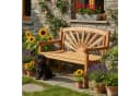 MR.DEKO Gartenbank Teak Sonnen-Motiv 2-Sitzer wetterfest Bild 1