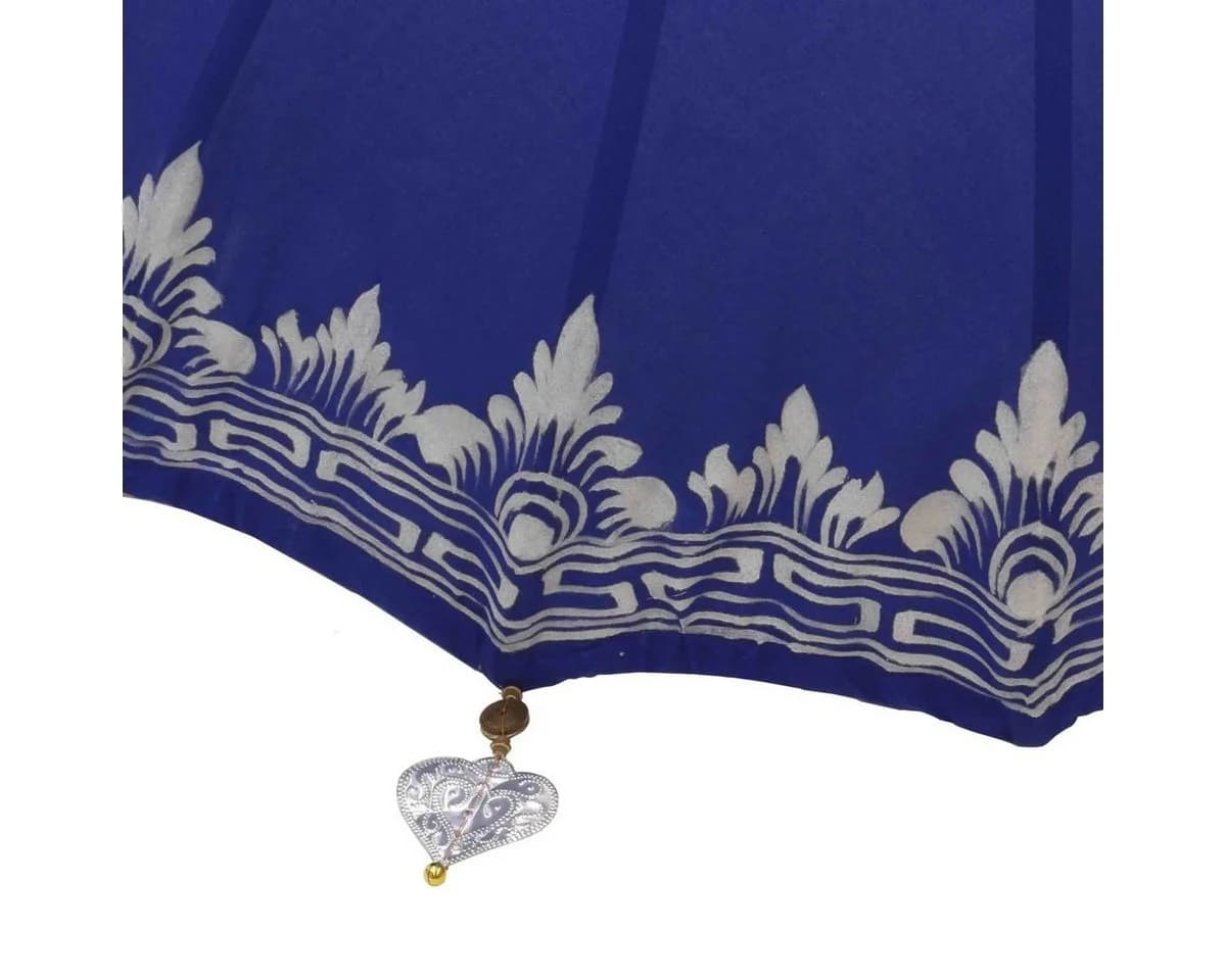 Oriental Galerie Balinesischer Sonnenschirm 180 cm Blau-Silber Handarbeit