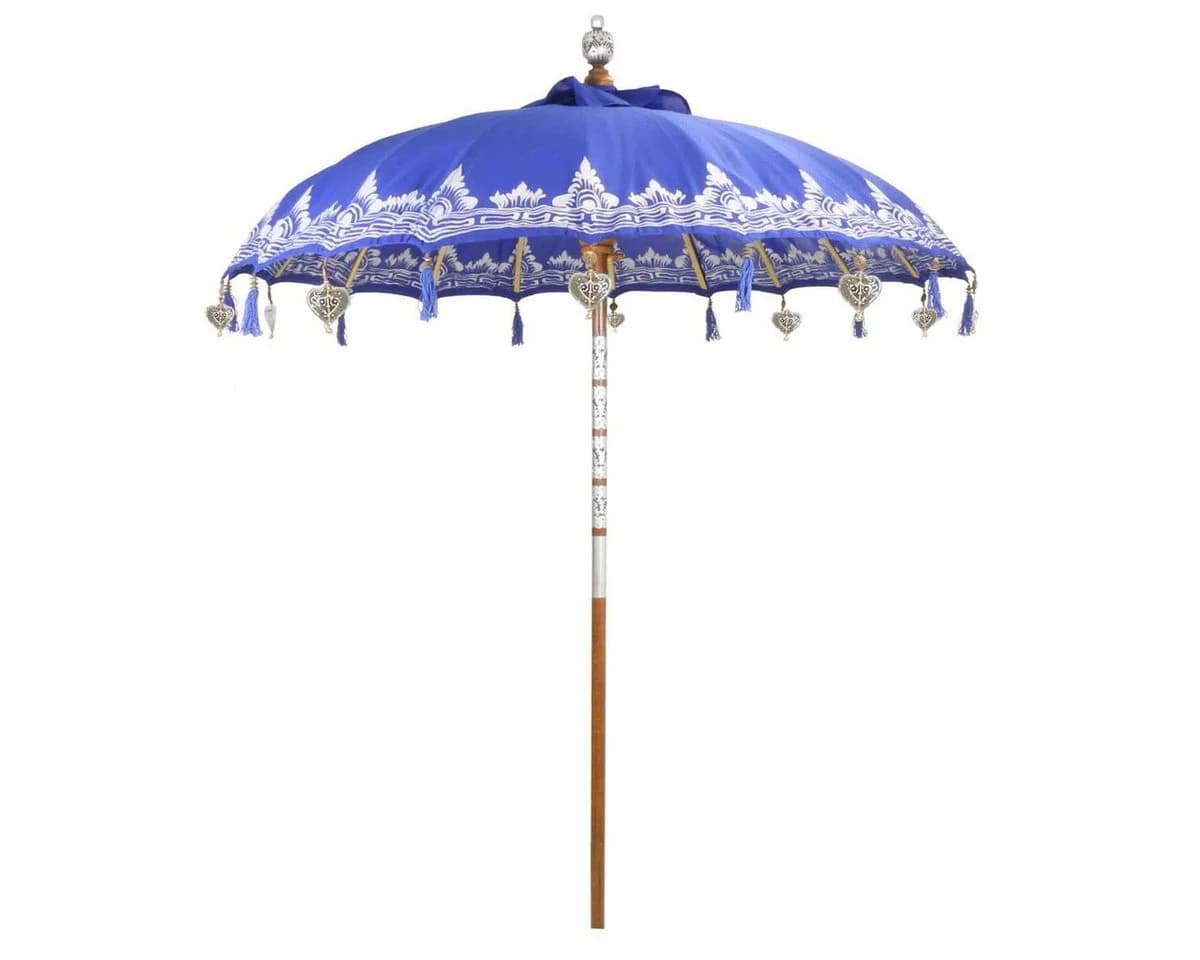 Oriental Galerie Balinesischer Sonnenschirm 180 cm Blau-Silber Handarbeit - Bild 2