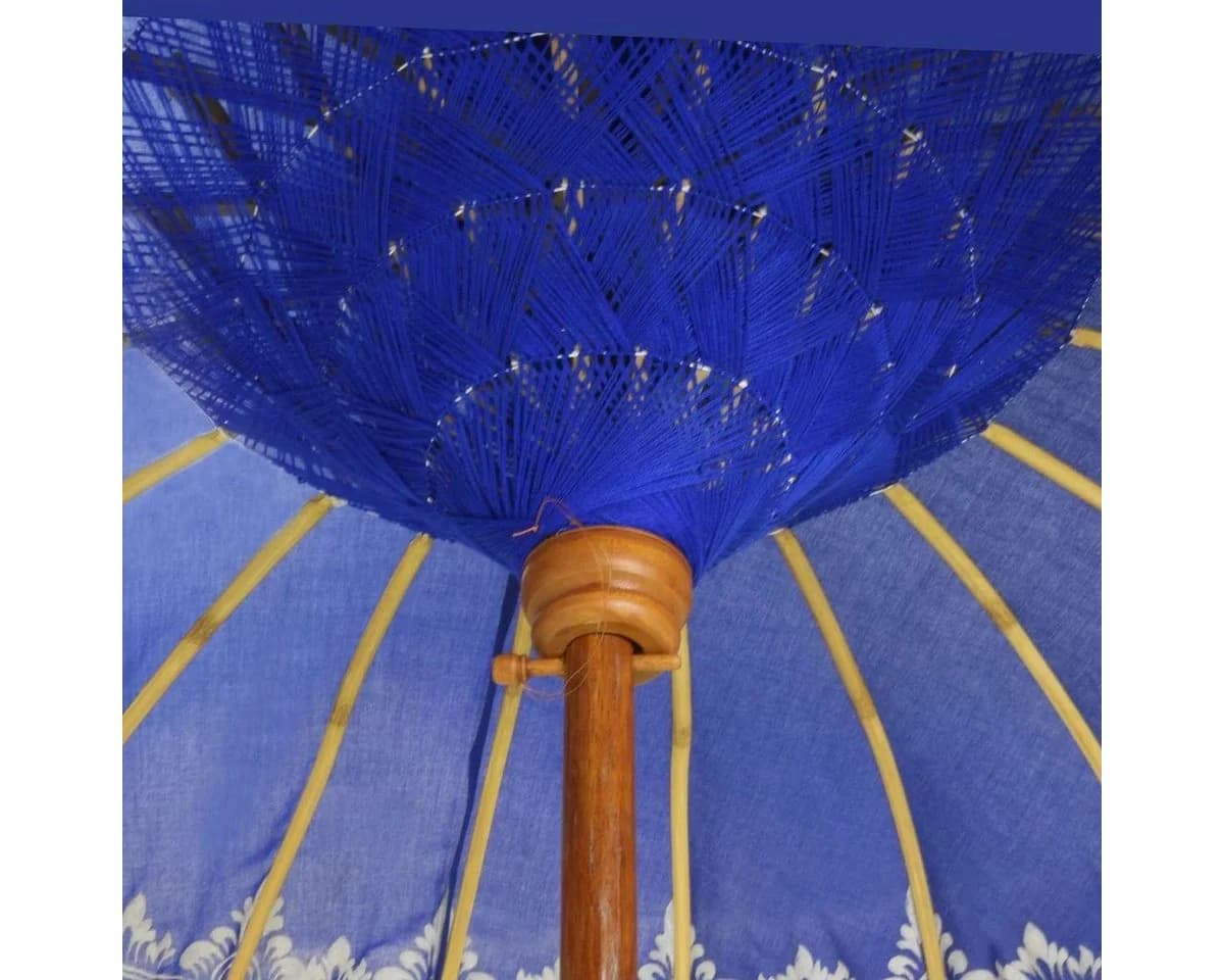 Oriental Galerie Balinesischer Sonnenschirm 180 cm Blau-Silber Handarbeit - Bild 4
