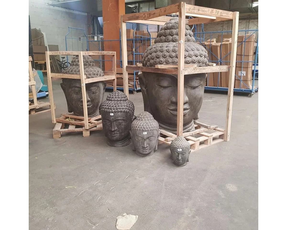 Oriental Galerie Buddha Kopf Gartenfigur Lavastein Schwarz - Bild 4