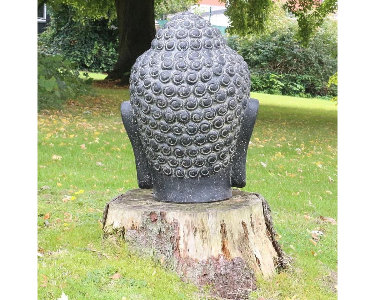 Oriental Galerie Buddha Kopf Gartenfigur Schwarz 33 cm Lavastein - Bild 3