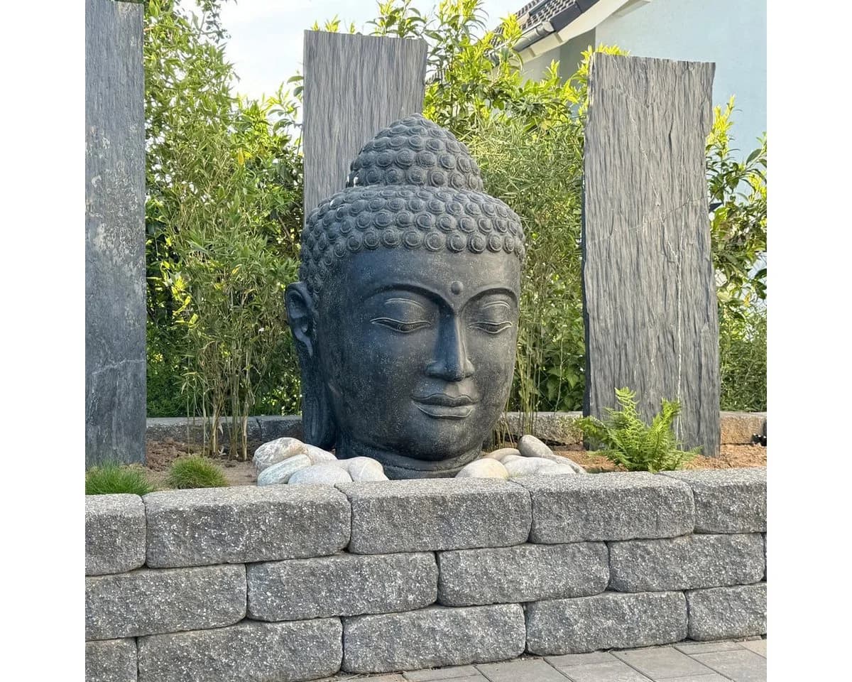 Oriental Galerie Buddha Kopf Dekofigur Lavastein 100 cm - Bild 2
