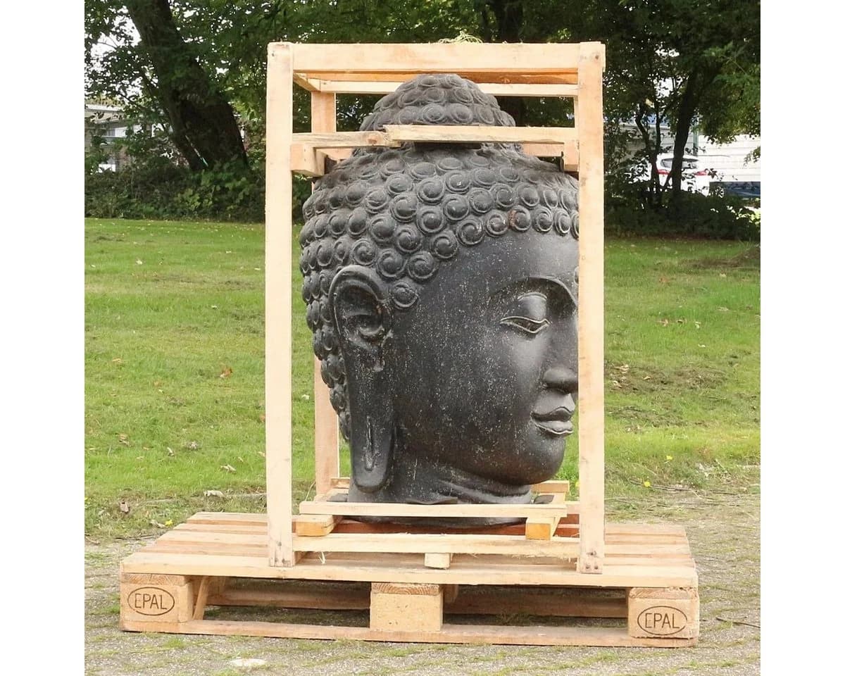 Oriental Galerie Buddha Kopf Dekofigur Lavastein 100 cm - Bild 3