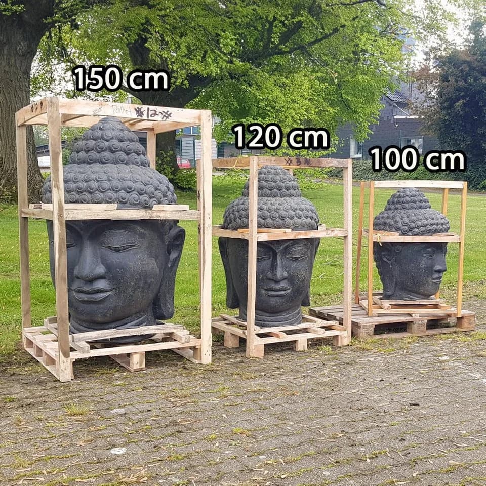 Oriental Galerie Buddha Kopf Dekofigur Lavastein 100 cm - Bild 5