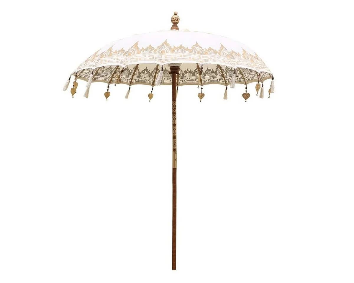 Oriental Galerie Bali-Sonnenschirm 130 cm Ø Weiß Gold - Bild 2