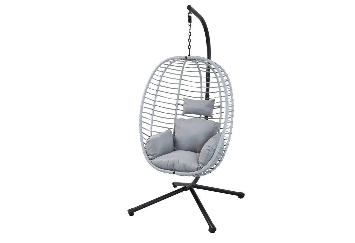 SVITA Hängesessel BELLY mit Gestell, Polyrattan, Grau - Bild 2