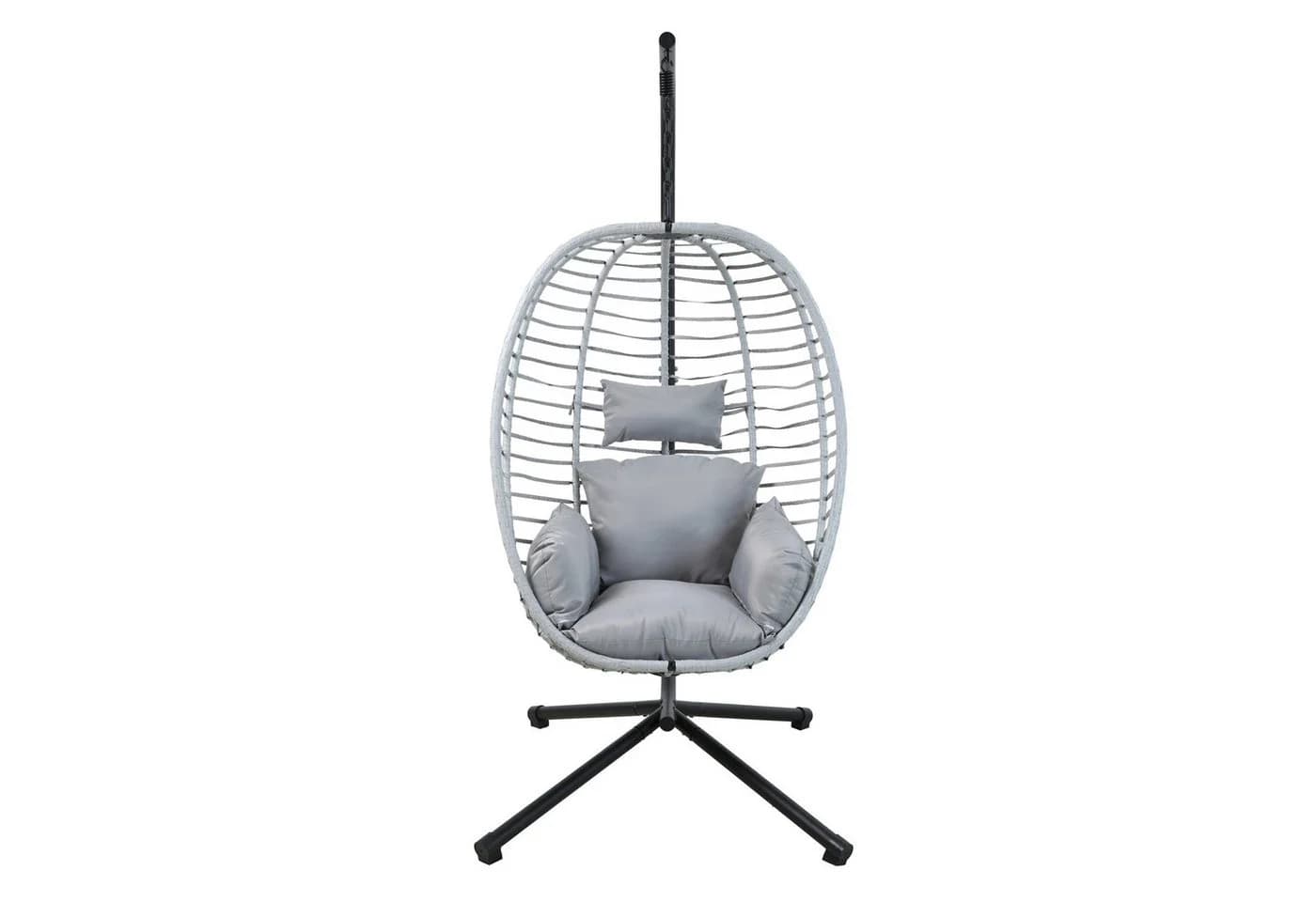 SVITA Hängesessel BELLY mit Gestell, Polyrattan, Grau - Bild 3