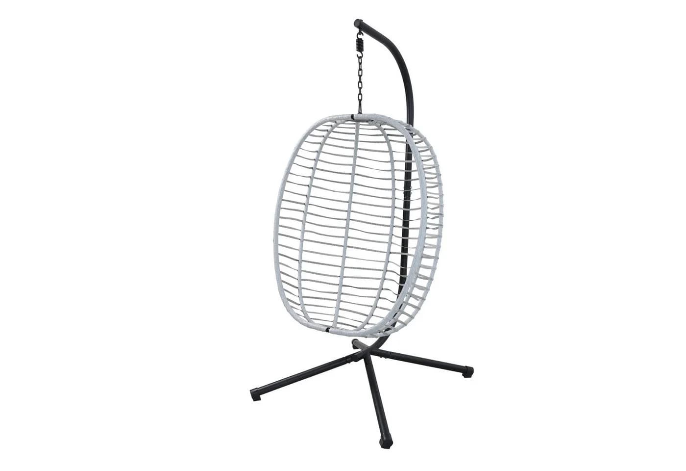 SVITA Hängesessel BELLY mit Gestell, Polyrattan, Grau - Bild 4