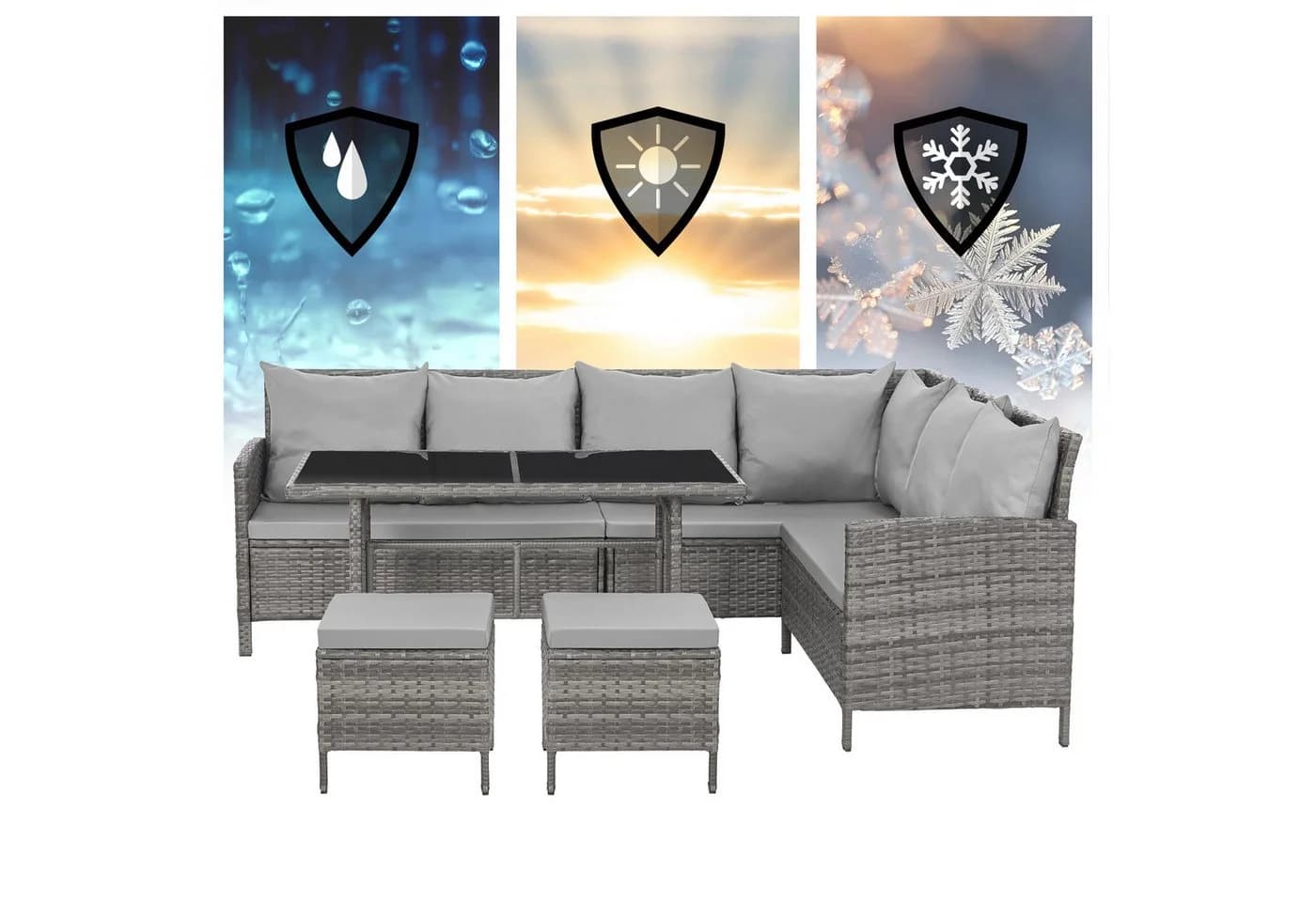 SVITA Gartenlounge-Set MADISON 2-tlg. Lounge mit Tisch Polyrattan - Bild 3