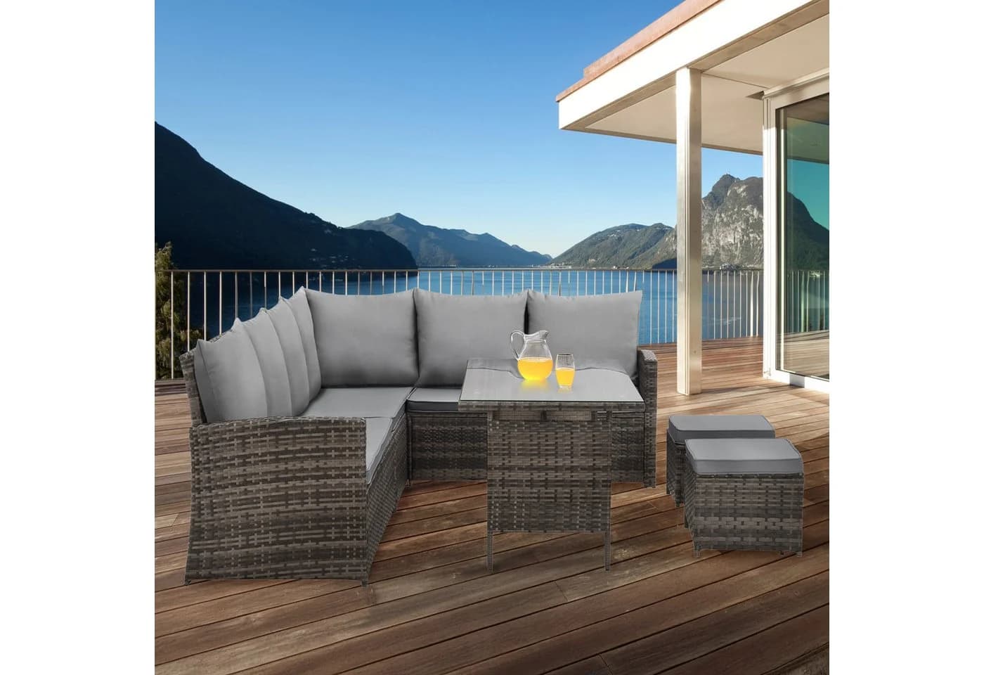 SVITA Loungeset MONROE 4-tlg. Gartenlounge Braun Poly Rattan - Bild 3