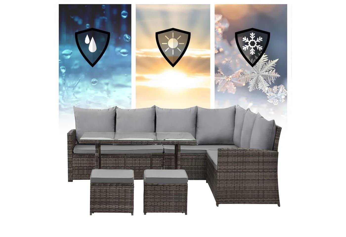 SVITA Loungeset MONROE 4-tlg. Gartenlounge Braun Poly Rattan - Bild 4