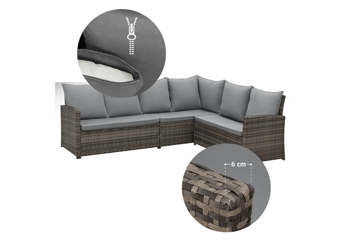SVITA Loungeset MONROE 4-tlg. Gartenlounge Braun Poly Rattan - Bild 5