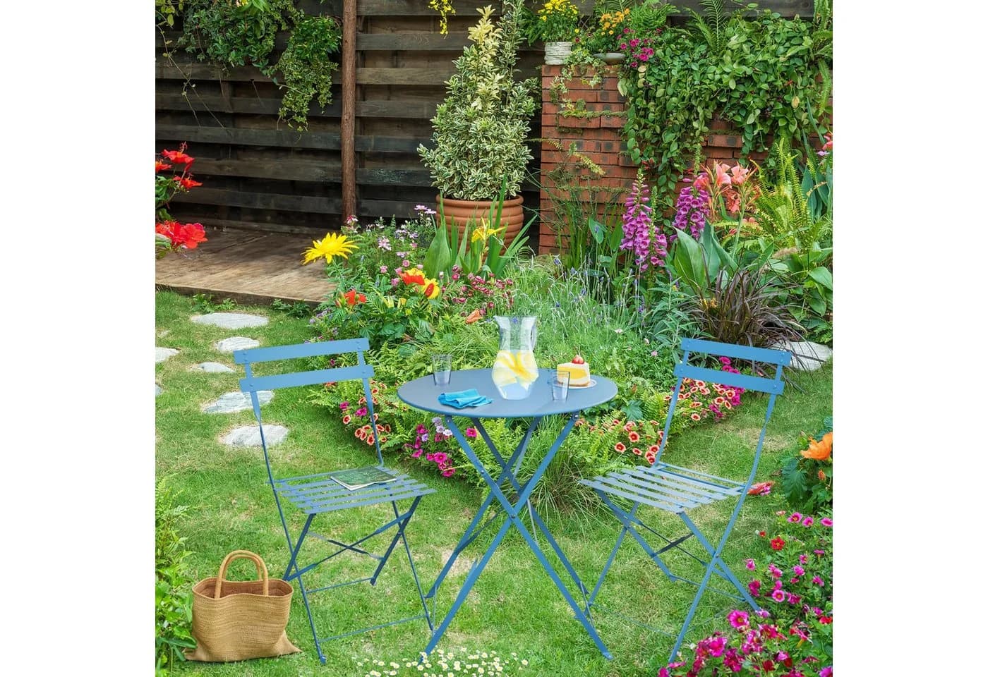 SVITA Bistro-Set BERLIN 3-tlg. Blau Klappbar - Bild 4