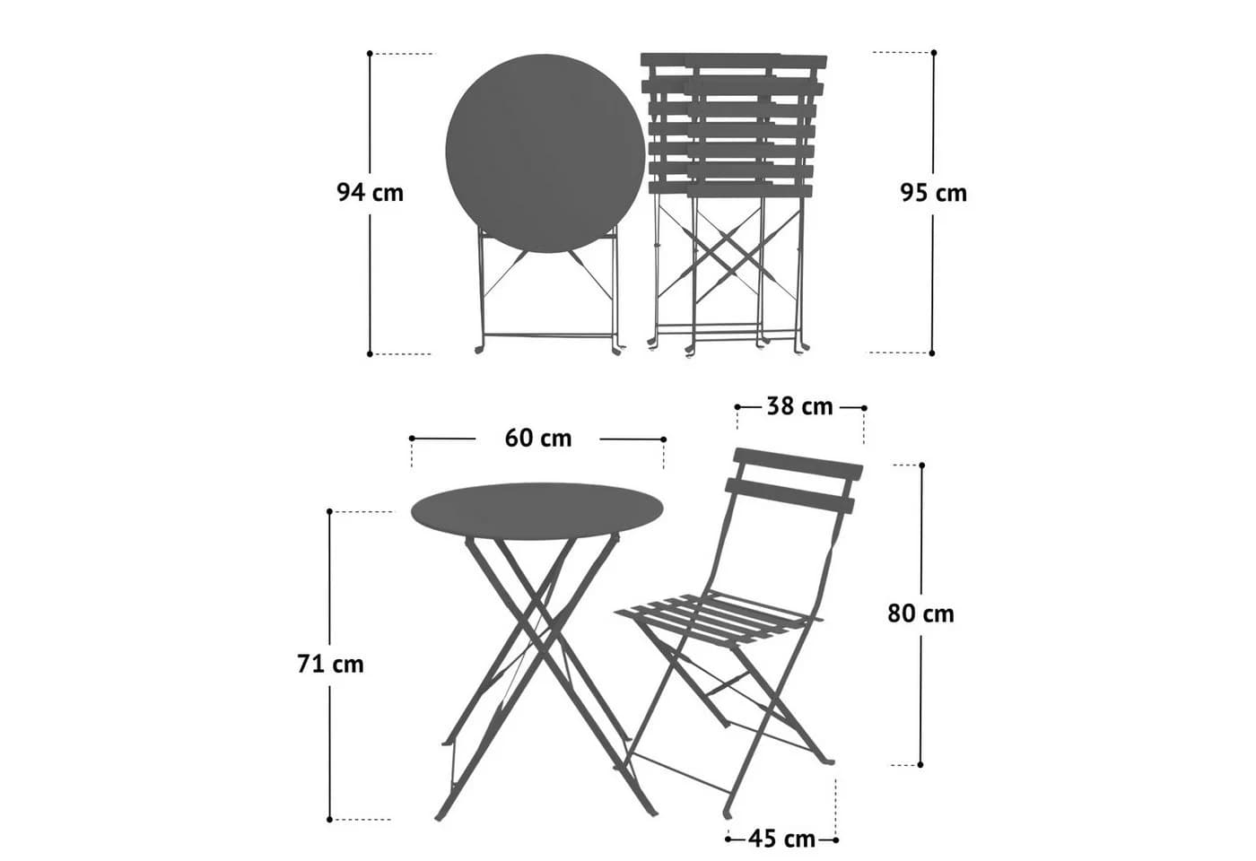 SVITA Bistro-Set BERLIN 3-tlg. Blau Klappbar - Bild 5