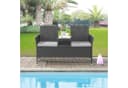 SVITA Gartenbank CHICAGO 2-Sitzer Polyrattan Schwarz mit Tisch Bild 1