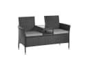 SVITA Gartenbank CHICAGO 2-Sitzer Polyrattan Schwarz mit Tisch Bild 2