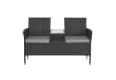 SVITA Gartenbank CHICAGO 2-Sitzer Polyrattan Schwarz mit Tisch Bild 3