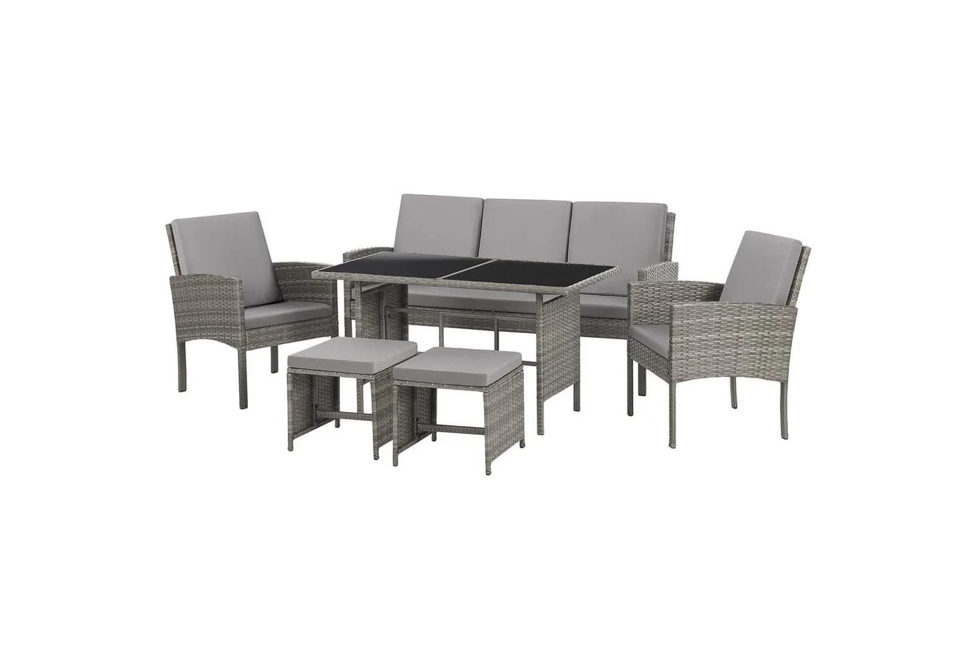 SVITA Gartenlounge-Set DENVER 6-tlg. Rattan Essgruppe - Bild 2