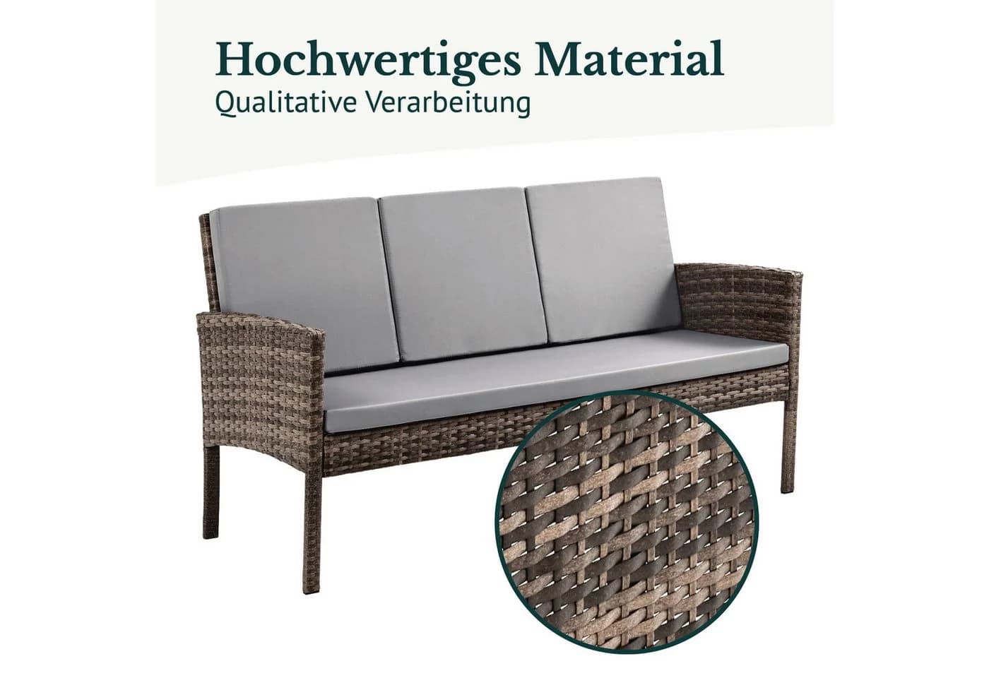 SVITA Gartenlounge-Set DENVER 6-tlg. Braun/Grau Polyrattan mit Kissen - Bild 4