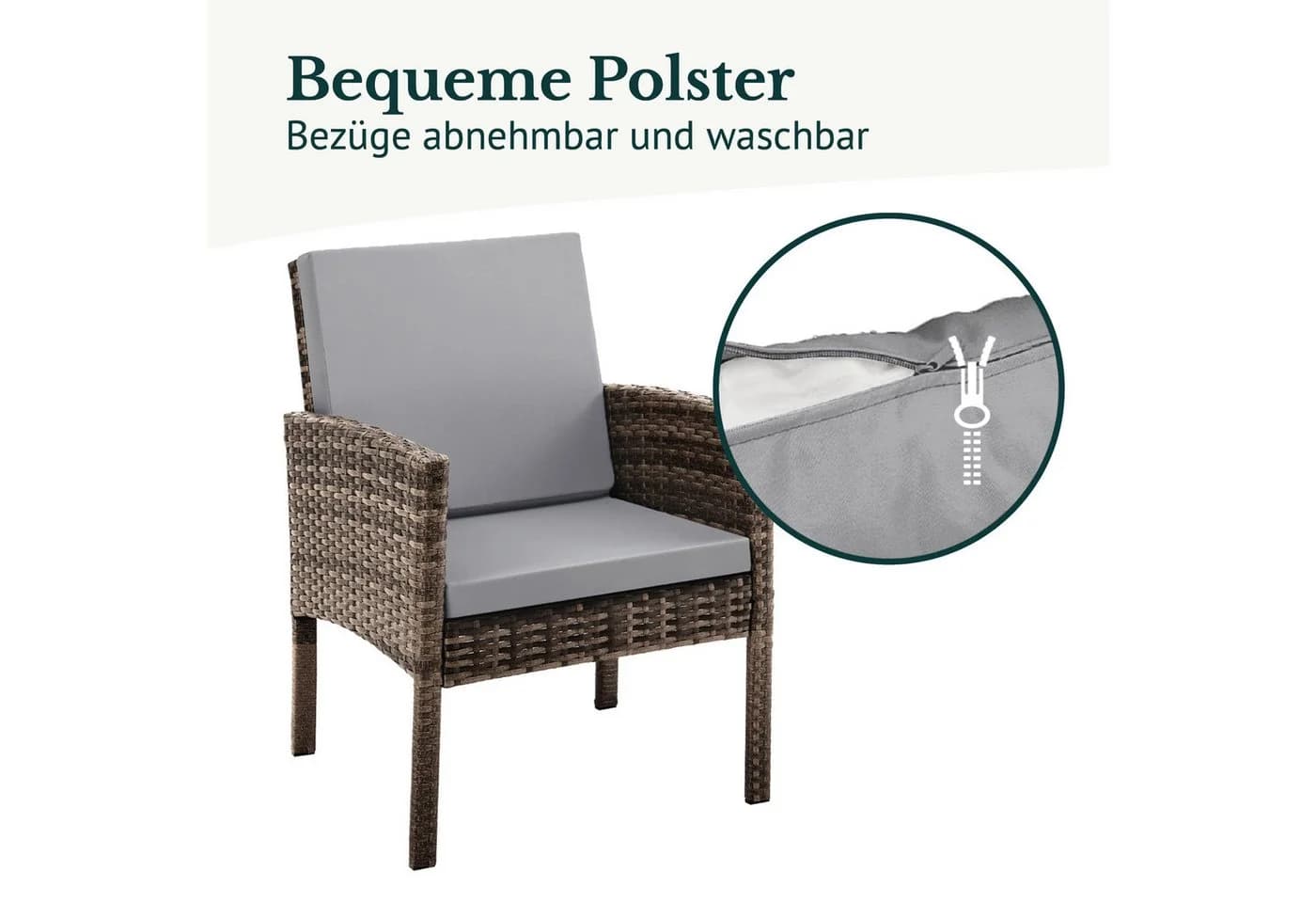 SVITA Gartenlounge-Set DENVER 6-tlg. Braun/Grau Polyrattan mit Kissen - Bild 5