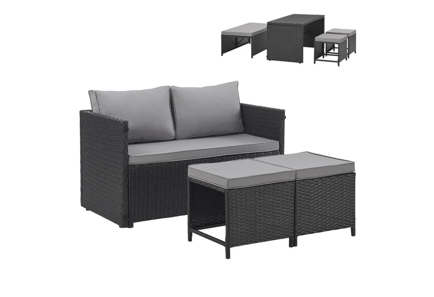 SVITA Gartenlounge-Set ATHINA Polyrattan Schwarz - Bild 2
