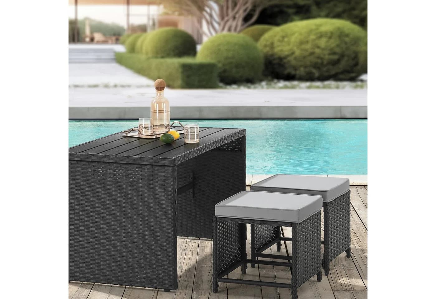 SVITA Gartenlounge-Set ATHINA Polyrattan Schwarz - Bild 5