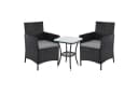 SVITA Balkonset BROOKLYN BISTRO 3-tlg. Schwarz Polyrattan mit Kissen Bild 2